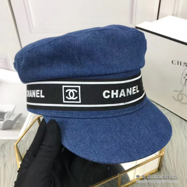 CHANEL香奈兒 火爆單品走秀款 2018最新款牛仔軍帽 四季可戴 LLWJ6865